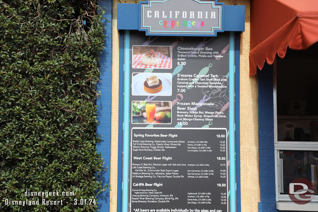 California Craft Beers Marketplace Menu