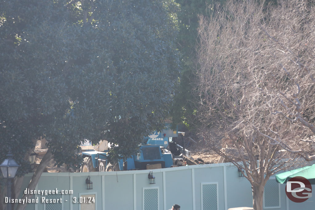 Equipment parked in the former park area