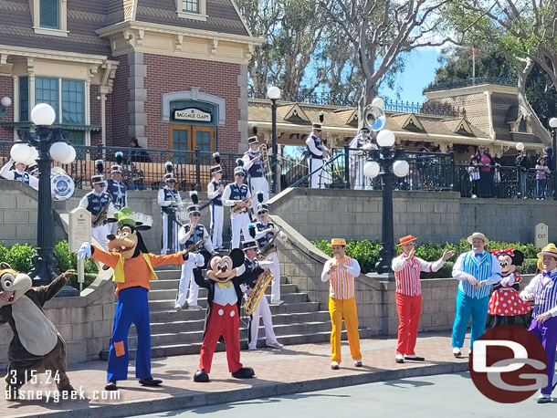 Mickey and the gang with the Dapper Dans and Disneyland Band