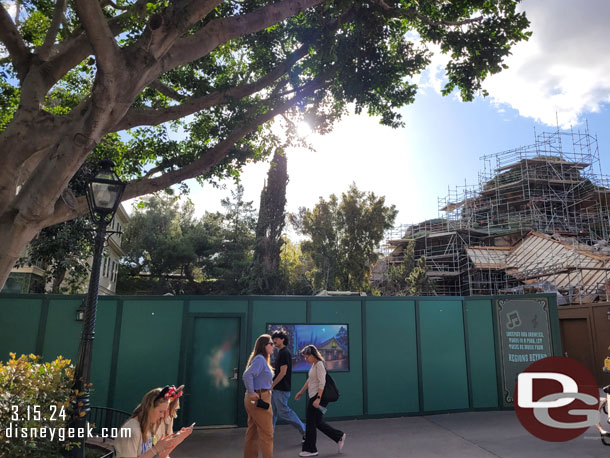 Panning to the left the trees are cleared where the new Haunted Mansion gift shop will be constructed.