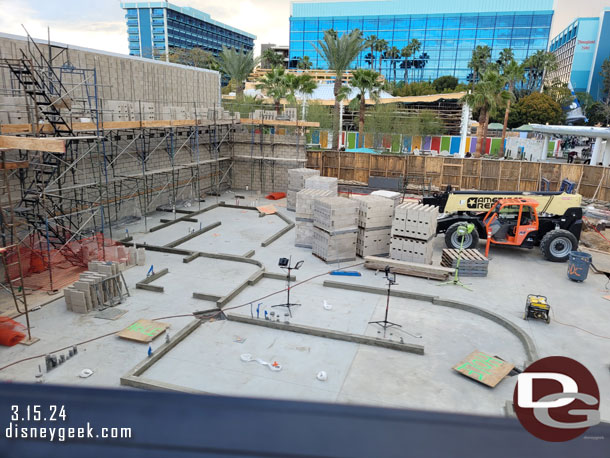 A lot of visible progress since my last view of this project from the Monorail. The concrete has been poured and walls rising up.