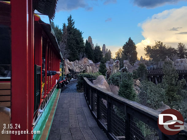 6:28pm - Clouds clearing as we steamed along the Rivers of America