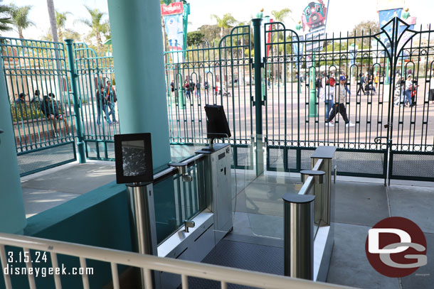 A set of new turnstiles have been installed at Disney California Adventure. They were not in operation today.