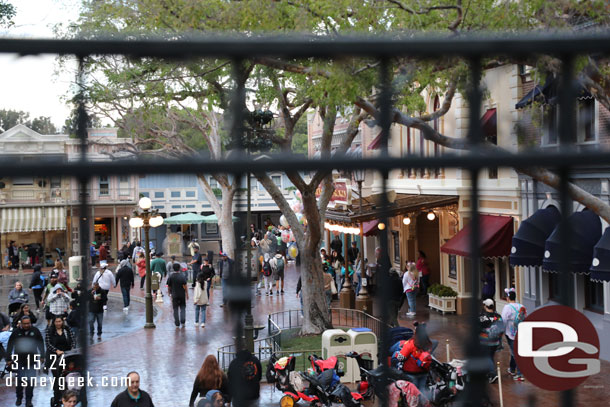 Main Street USA was wet with a light drizzle still so we stayed onboard.