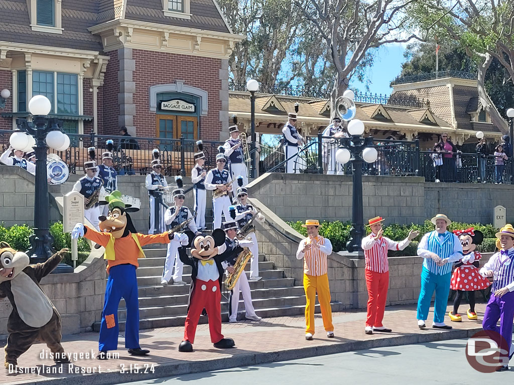 Mickey and the gang with the Dapper Dans and Disneyland Band