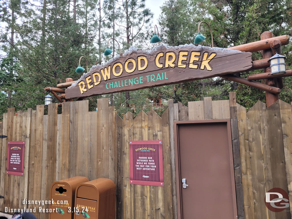 Redwood Creek is closed for renovation