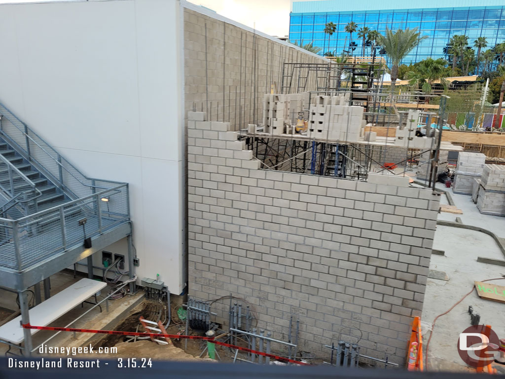 The walls are going up for the next building.