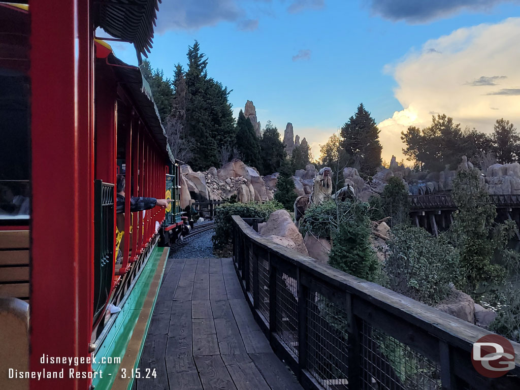 6:28pm - Clouds clearing as we steamed along the Rivers of America