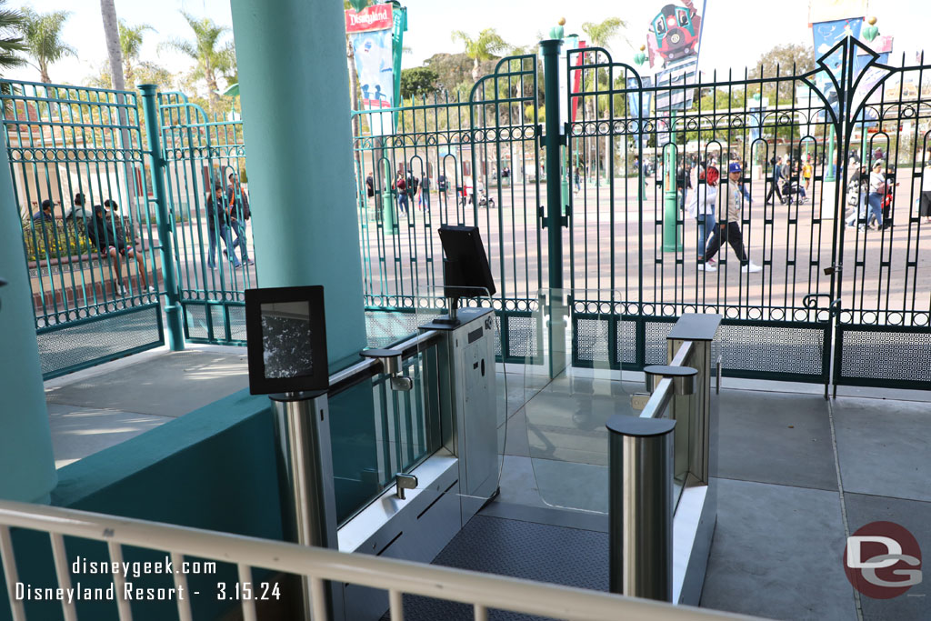 A set of new turnstiles have been installed at Disney California Adventure. They were not in operation today.