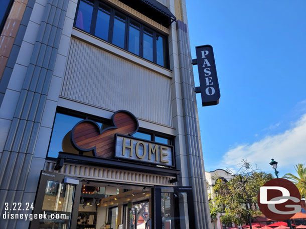 A small sign above Disney Home for Paseo