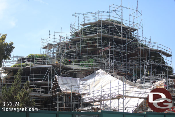 In Critter Country Tiana's Bayou Adventure work continues with more plants installed and more painting underway.