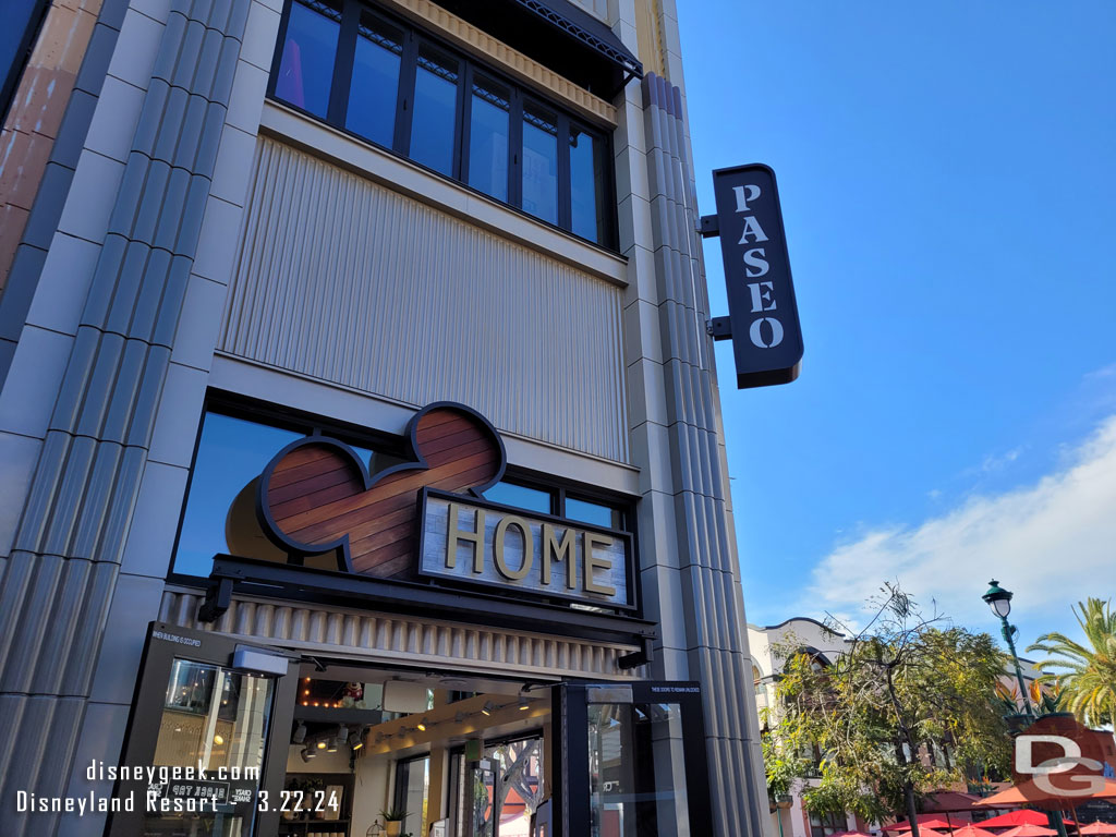 A small sign above Disney Home for Paseo