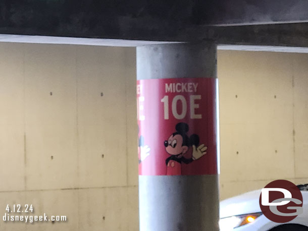 12:20pm - Directed into a spot on the Mickey level of the parking structure somewhat close to the escalators.