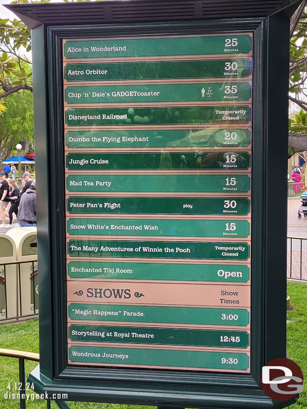 12:45 - Disneyland wait times