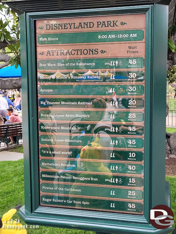 12:45 - Disneyland wait times