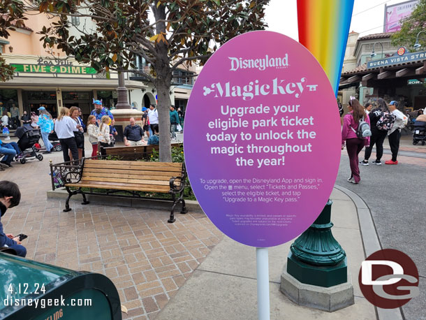 Magic Key advertisements as you enter the park.