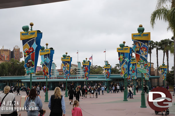 Pixar Fest Banners are up in the Esplanade.