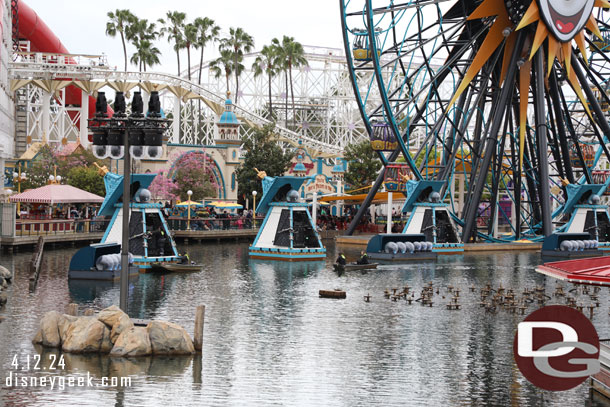 Teams working in the bay on  World of Color preparations