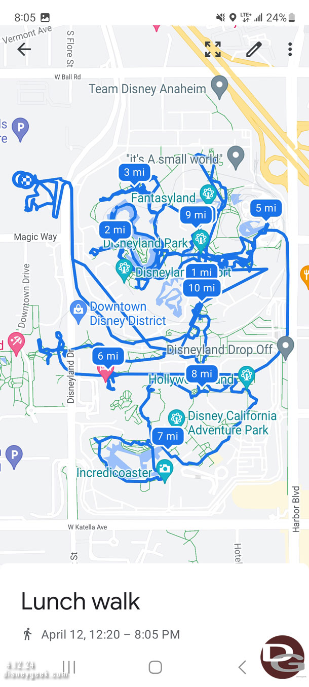 My path today at the Disneyland Resort.