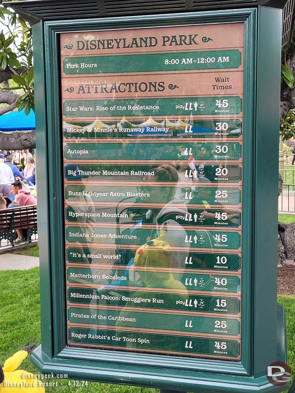 12:45 - Disneyland wait times