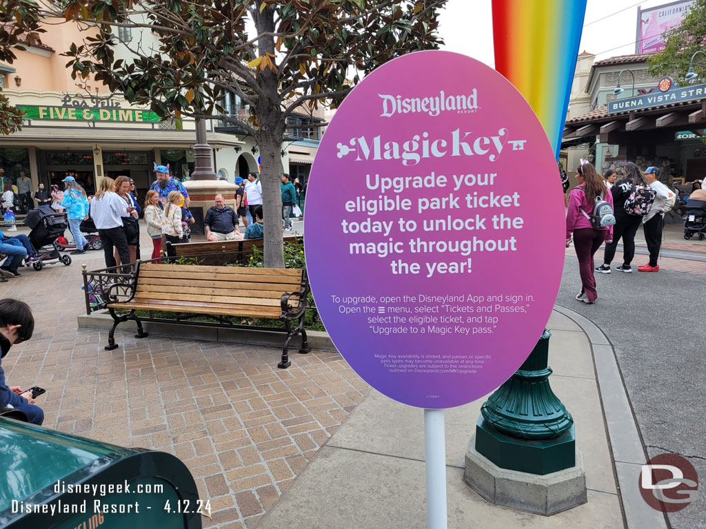 Magic Key advertisements as you enter the park.