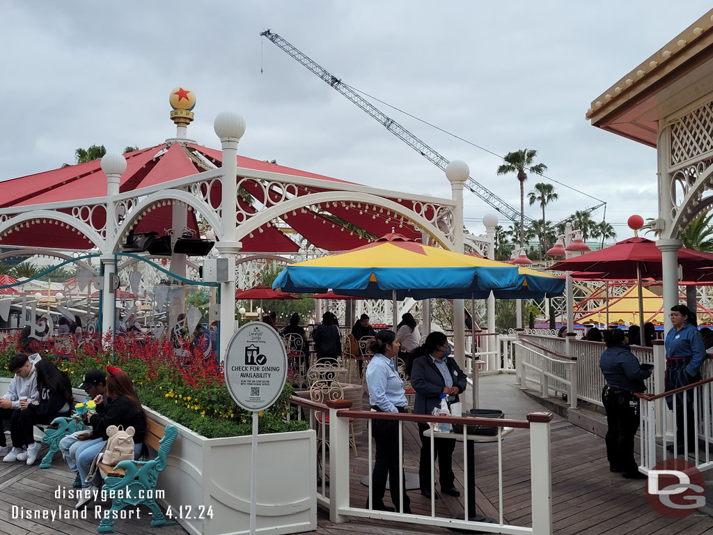 The Lamplight Lounge Boardwalk Dining is open late again.. until 8:30pm tonight. It had been closing by early afternoon.