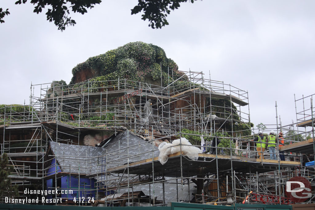 Scaffolding is slowly being removed as they work their way down the mountain.  Also some trees have started to take shape in the foreground.