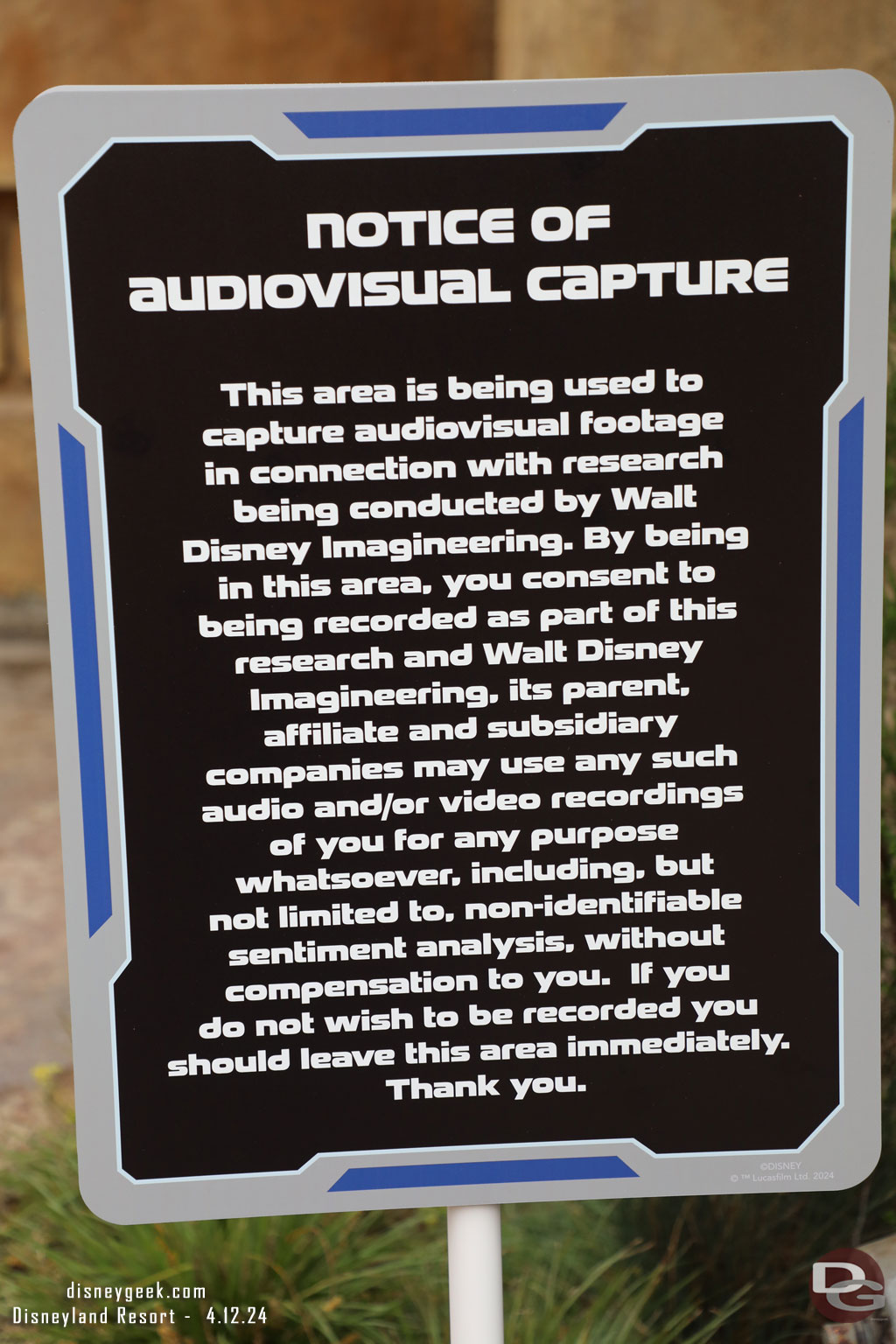 Signs posted in the area. Guessing because of the droids.