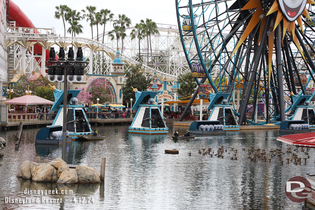 Teams working in the bay on  World of Color preparations