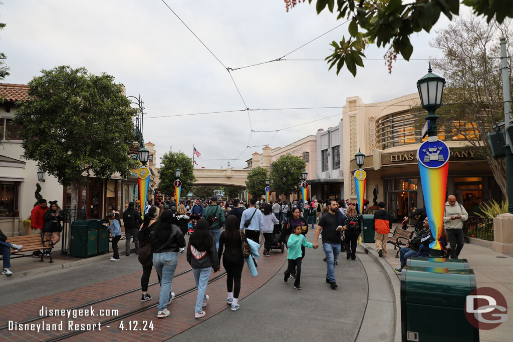 Pixar Fest decorations have been installed along Buena Vista Street