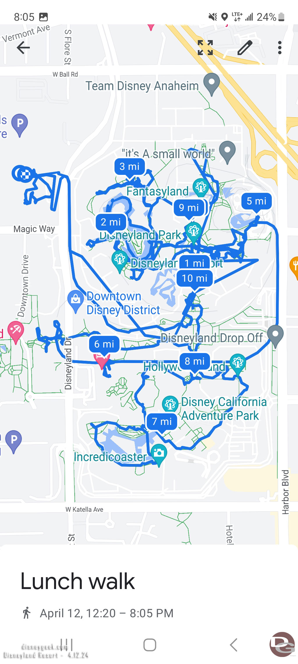 My path today at the Disneyland Resort.