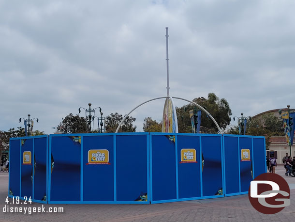 A large mobile looking Pixar Fest prop is being assembled in the Esplanade between the two parks.  Pixar Fest begins next Friday.