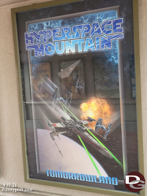 Hyperspace Mountain poster as you enter the park.