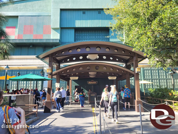 I was expecting Soarin' to be a mess given the other attractions I just walked by. It was not. LL return was walking right in.  Stand by was around 35-45 minutes the several times I checked this afternoon. I wanted to experience the California film but th