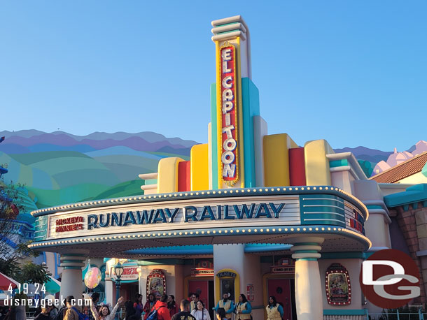 6:46pm - Runaway Railway was down as I entered Toontown this evening, next door Car Toon Spin also went down.