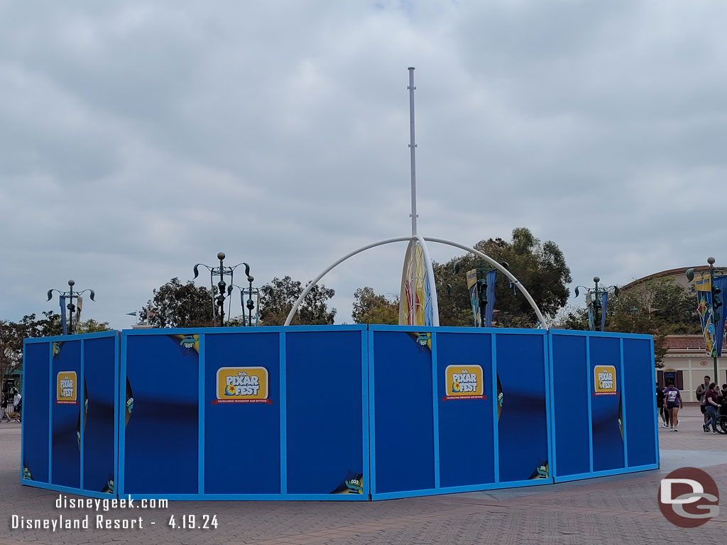 A large mobile looking Pixar Fest prop is being assembled in the Esplanade between the two parks.  Pixar Fest begins next Friday.