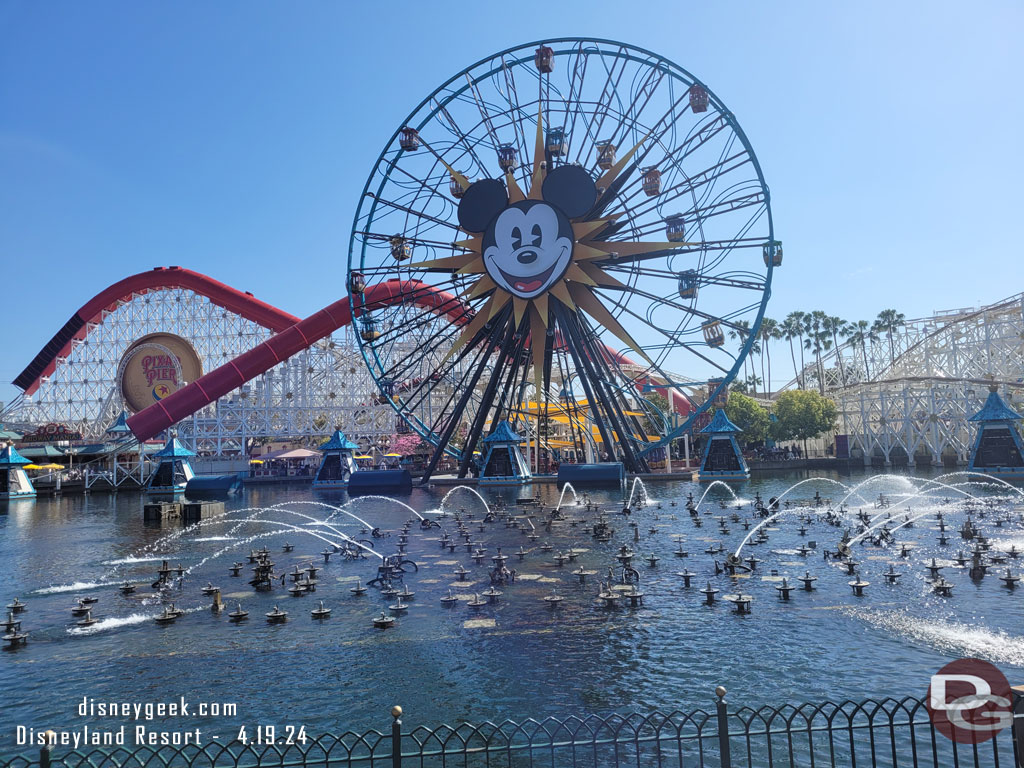 One of the World of Color platforms was raised and testing this afternoon