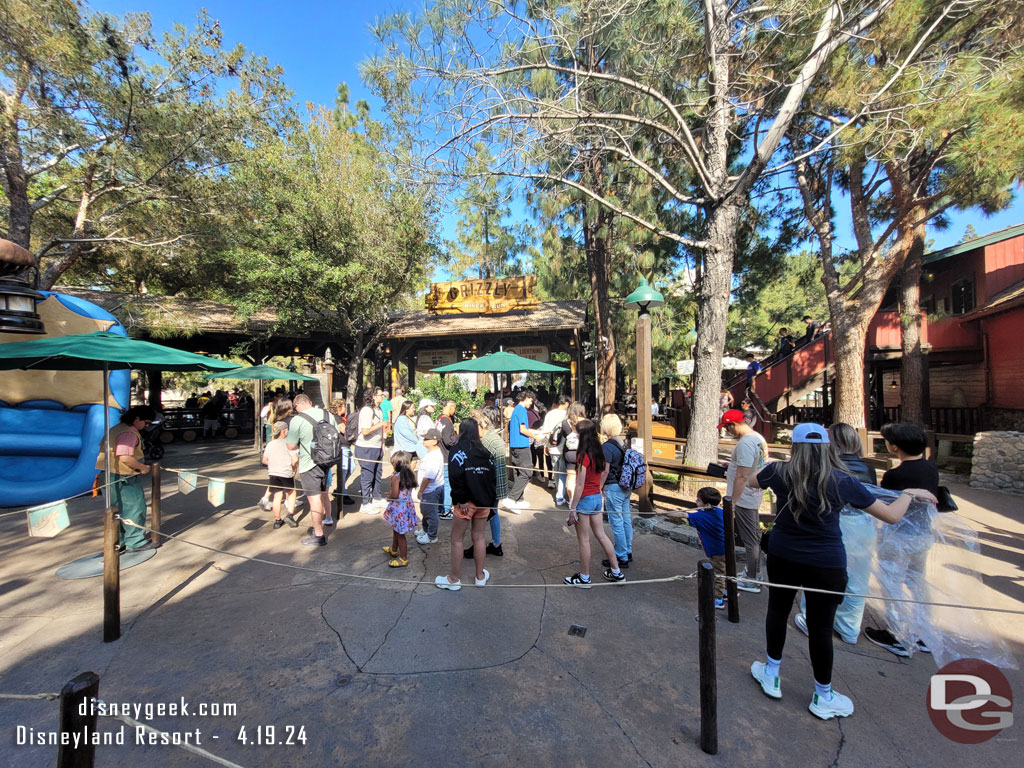 The LL return queue for Grizzly River Run was using extended switchbacks.  It was in the 60s but sunny.