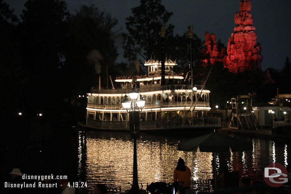 The Mark Twain was conducting night cruises today.  The river Jazz performances and project show are not running.