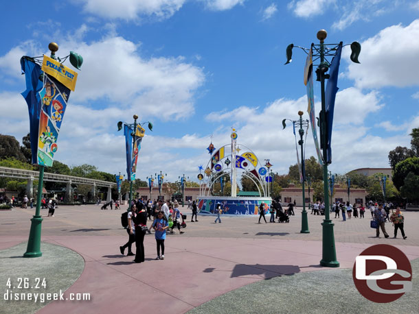 The large sculpture/photo op in the center of the esplanade for Pixar Fest is finished.