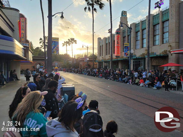 6:49pm - Found a spot on Hollywood Blvd for the parade.  It is just arriving.