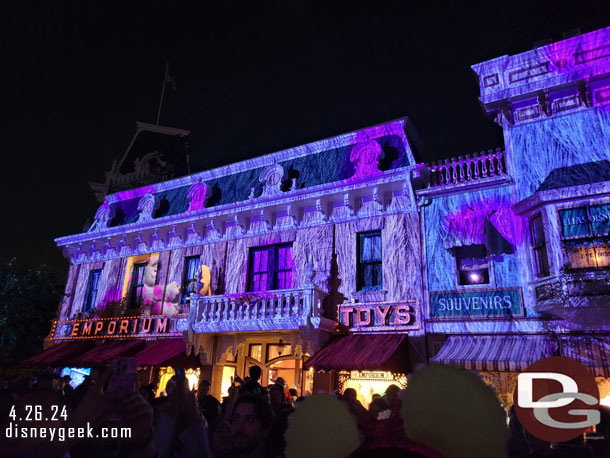 About 5 minutes before showtime they announced no fireworks due to the wind.  So here is a look at some of the projections during Together Forever – A Pixar Nighttime Spectacular @ Disneyland