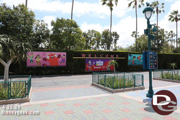 The tram stop billboards are now Pixar Fest which officially starts today.