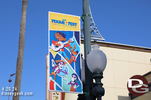 Pixar Fest banner along Hollywood Blvd