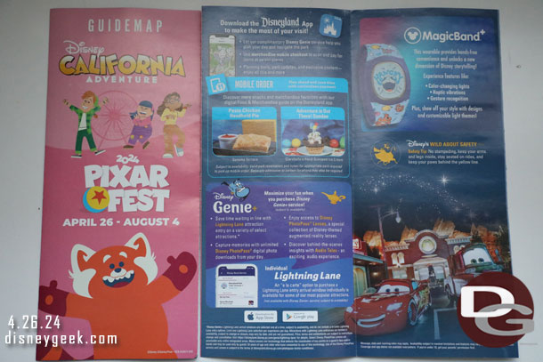 Pixar Fest is featured on the Disney California Adventure Guidemap