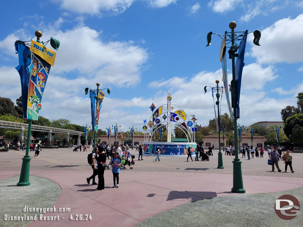 The large sculpture/photo op in the center of the esplanade for Pixar Fest is finished.