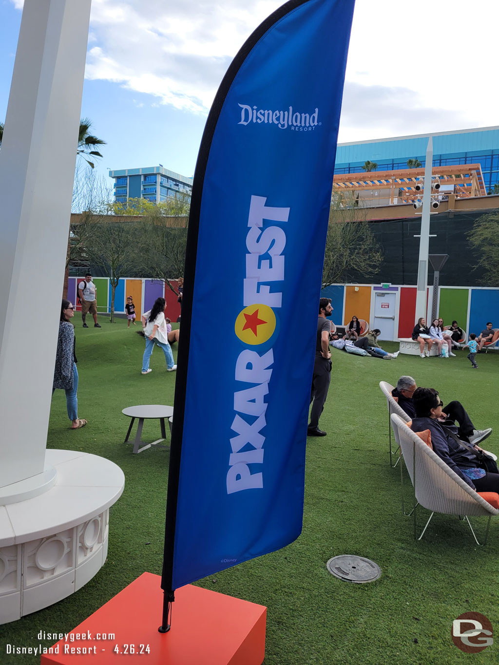 Pixar Fest signage around the Lawn