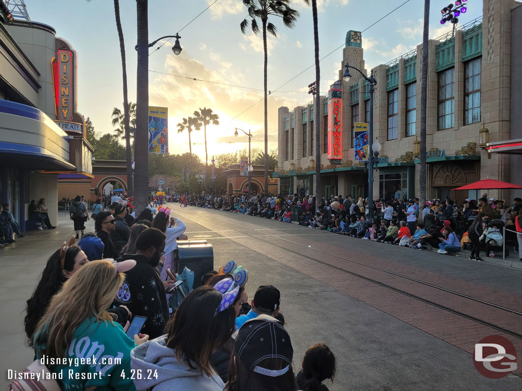 6:49pm - Found a spot on Hollywood Blvd for the parade.  It is just arriving.