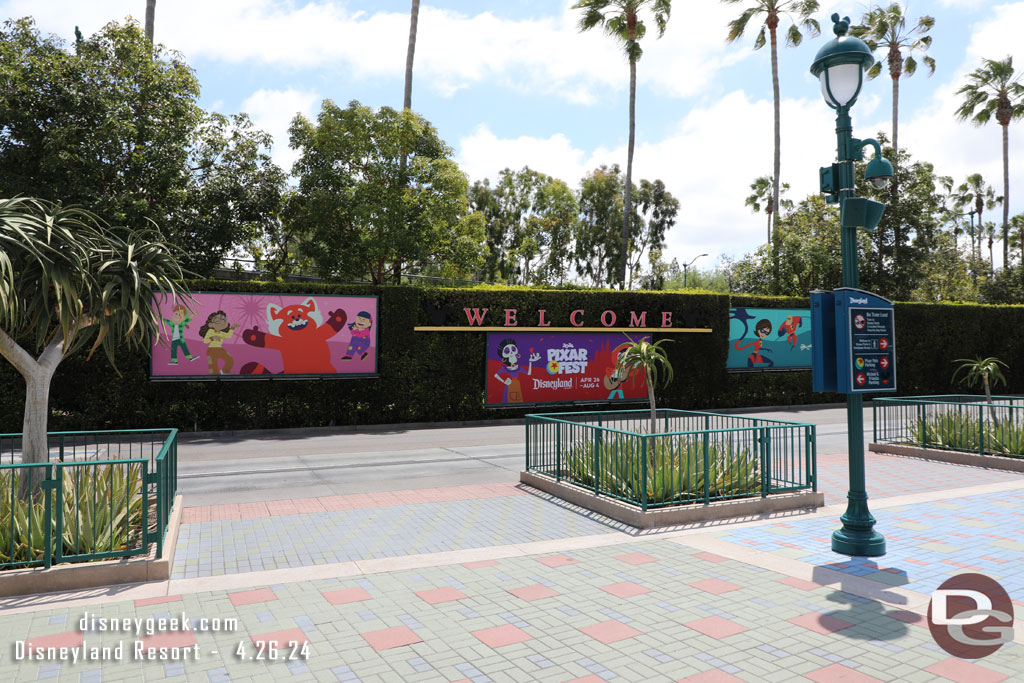 The tram stop billboards are now Pixar Fest which officially starts today.