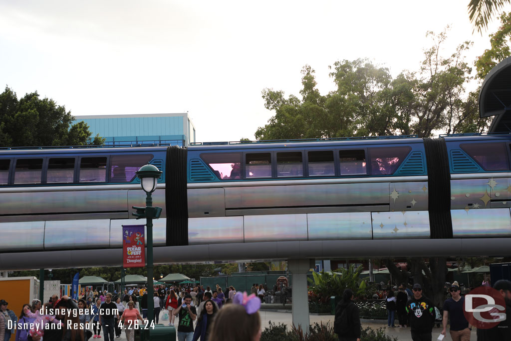 The Disney 100 and characters have been removed from the Monorail Blue wrap. But the reflective base has not.